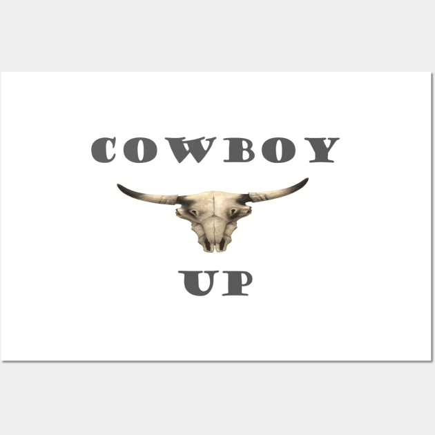 Cowboy  up 3D Bulls Skull Wall Art by Andyt